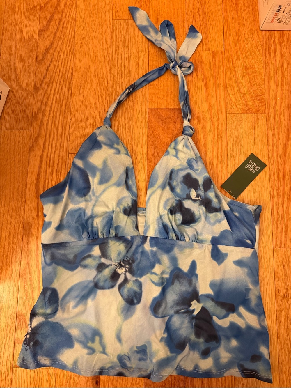 Blue floral halter top